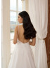 Beaded Ivory Lace Tulle Low Open Back Slit Wedding Dress